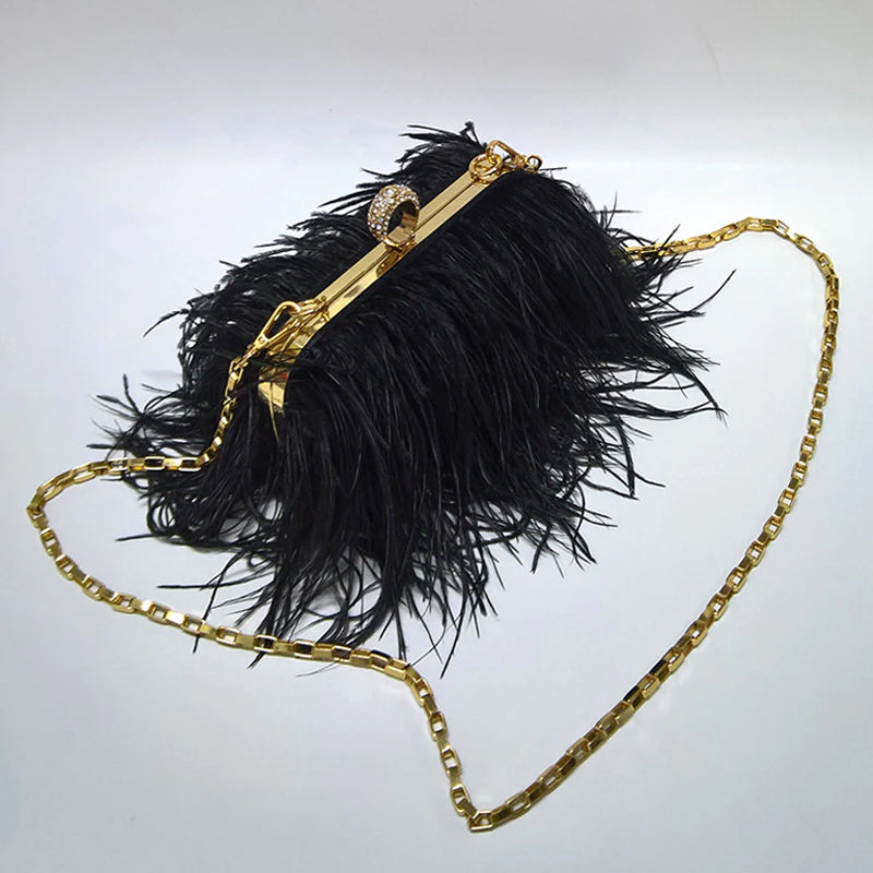 Ostrich feather clutch bag deals