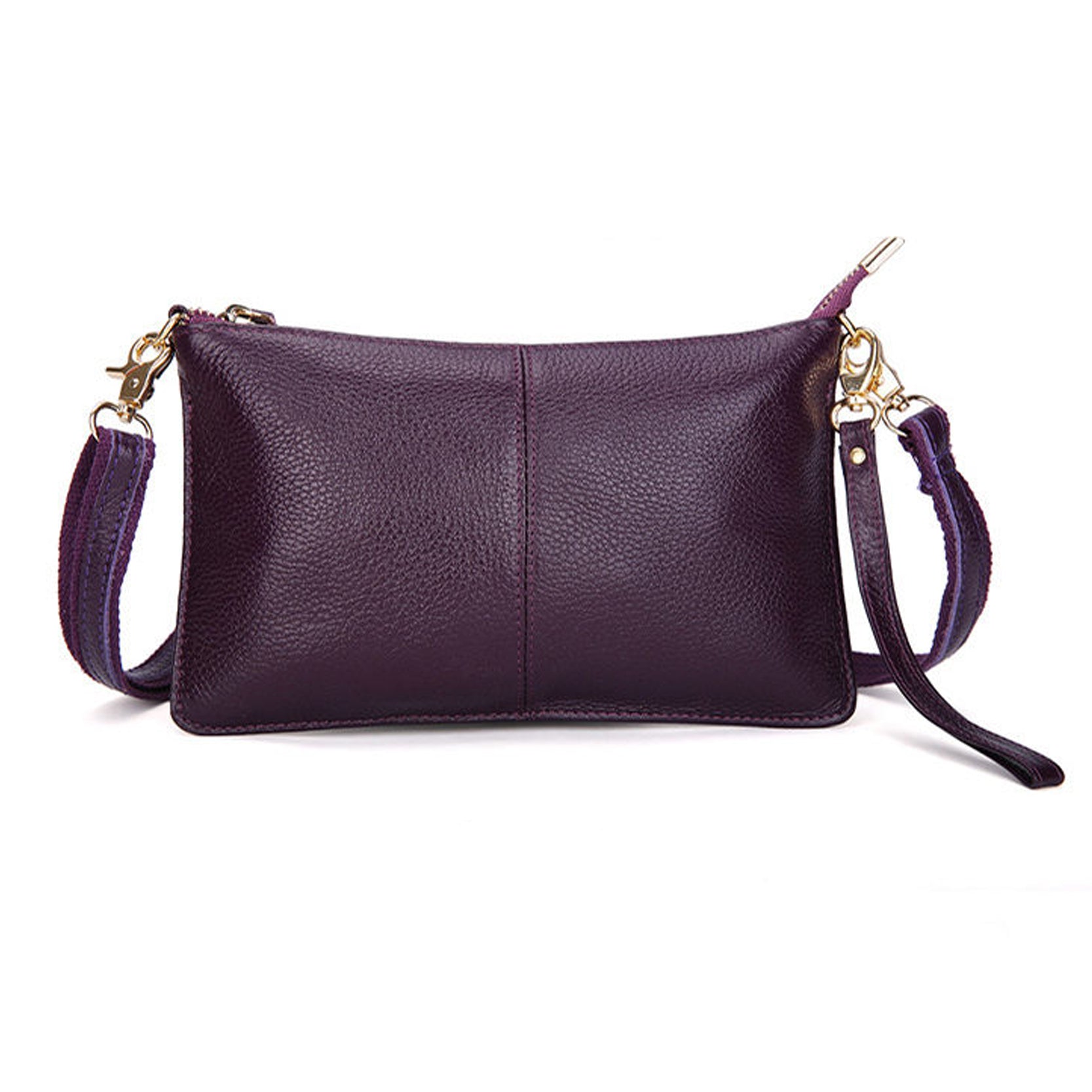 Purple Genuine Leather Mini Crossbody Shoulder Bag