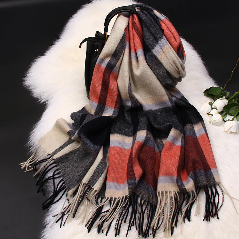 Pure Lambswool Plaid Stole