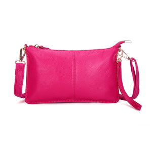 Rose Pink Genuine Leather Mini Crossbody Shoulder Bag