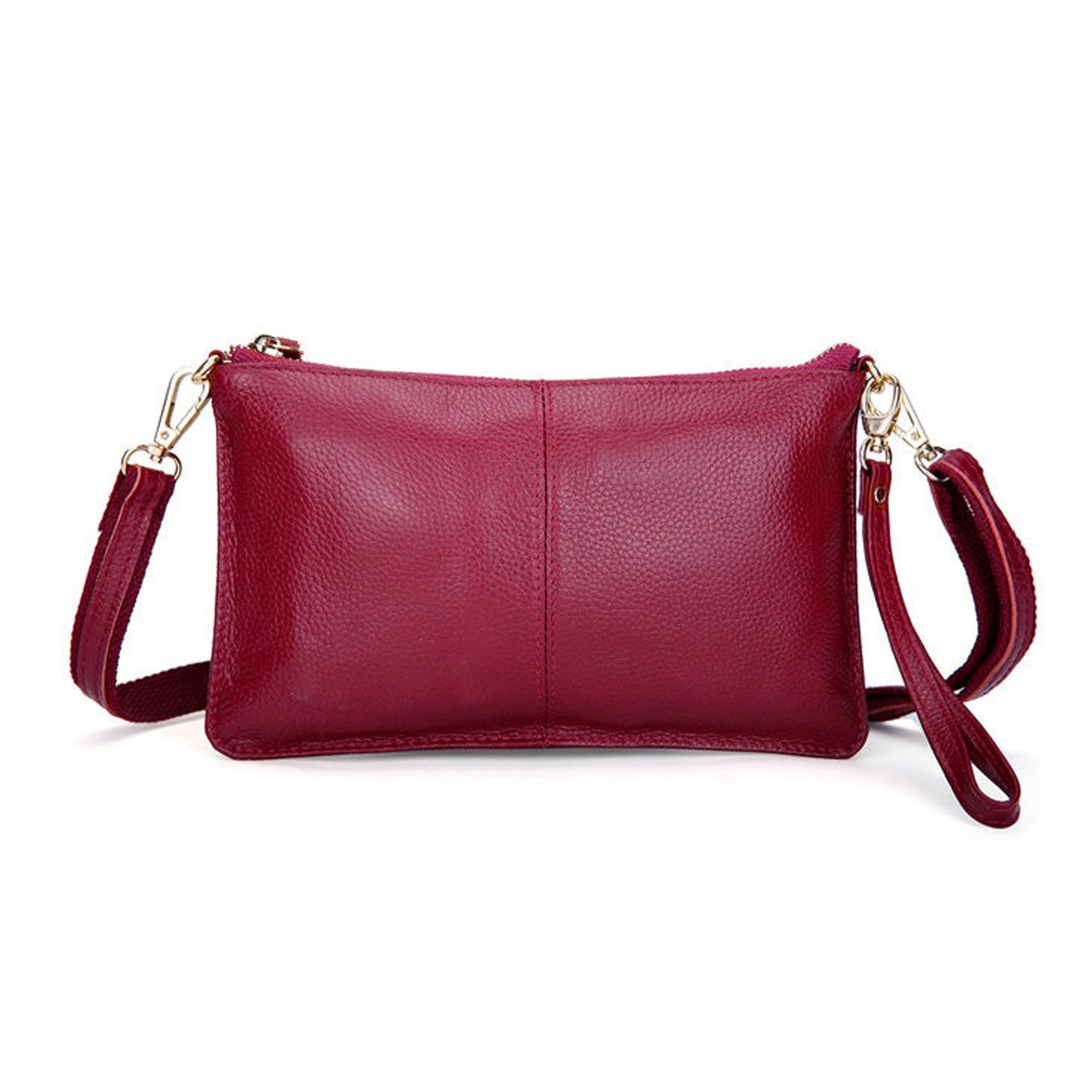 Red Wine Genuine Leather Mini Crossbody Shoulder Bag