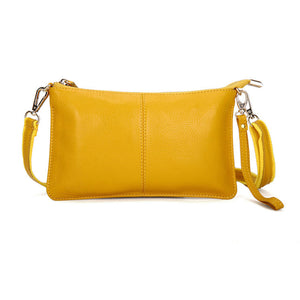 Yellow Genuine Leather Mini Crossbody Shoulder Bag