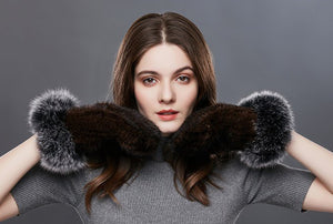 Natural Fur Patchwork Gloves
