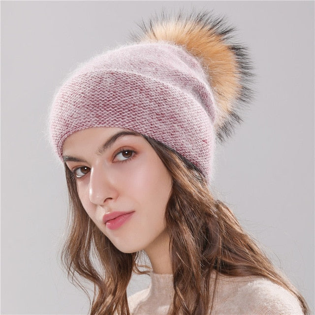 Natural Fur PomPom Wool Beanie Hat – Iconik Fashion UK