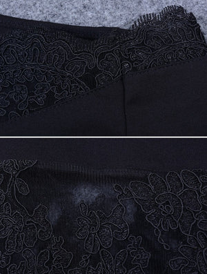 Black Floral Lace Slash Neck Bodycon Dress