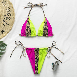Peach-Tan Leopard Print Bikini Set