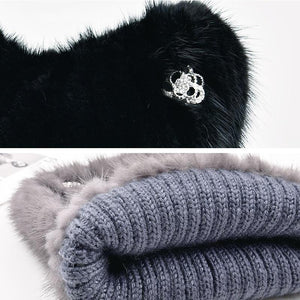 Real Fur Knitted Kitty Hat