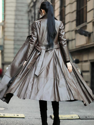 Skirted Leather Trench Coat