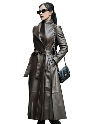 Skirted Leather Trench Coat