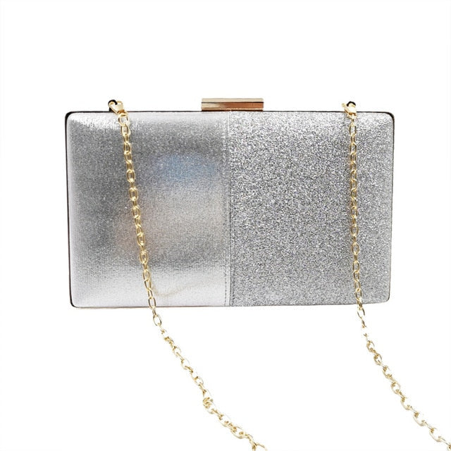 Glitter Box Silver Clutch Bag