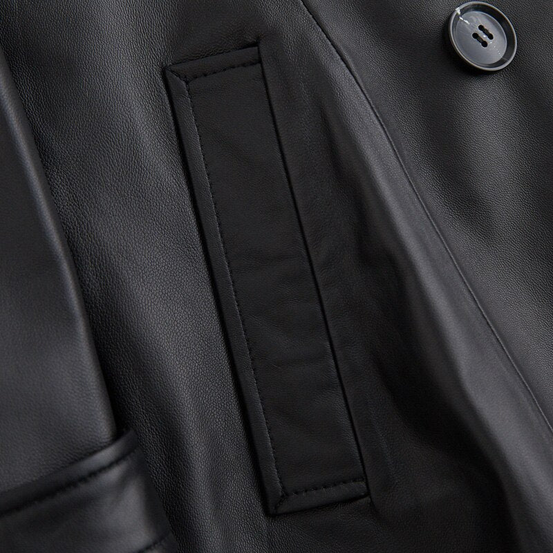 Epaulets Leather Trench Coat