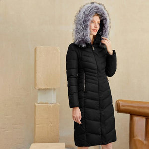 Longline Puffer Quilted Faux Fur Trim Coat
