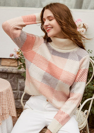 Plaid Turtleneck Sweater