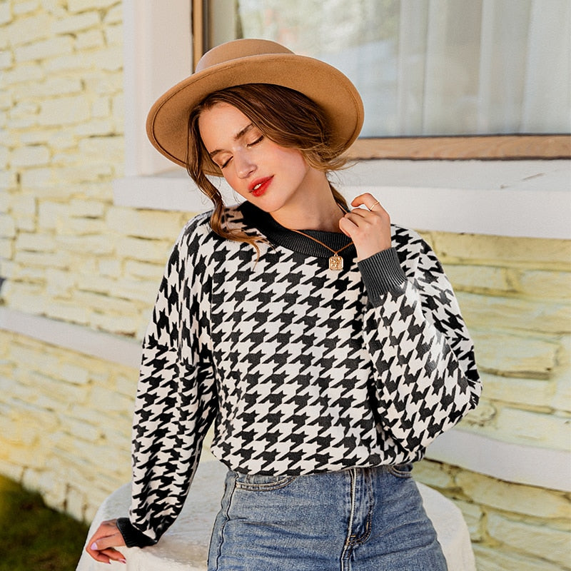Houndstooth knitted Sweater