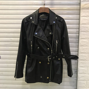Vintage Inspired Belted Leather Jacket