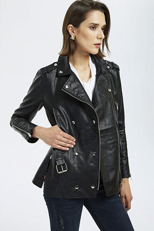 Vintage Inspired Belted Leather Jacket