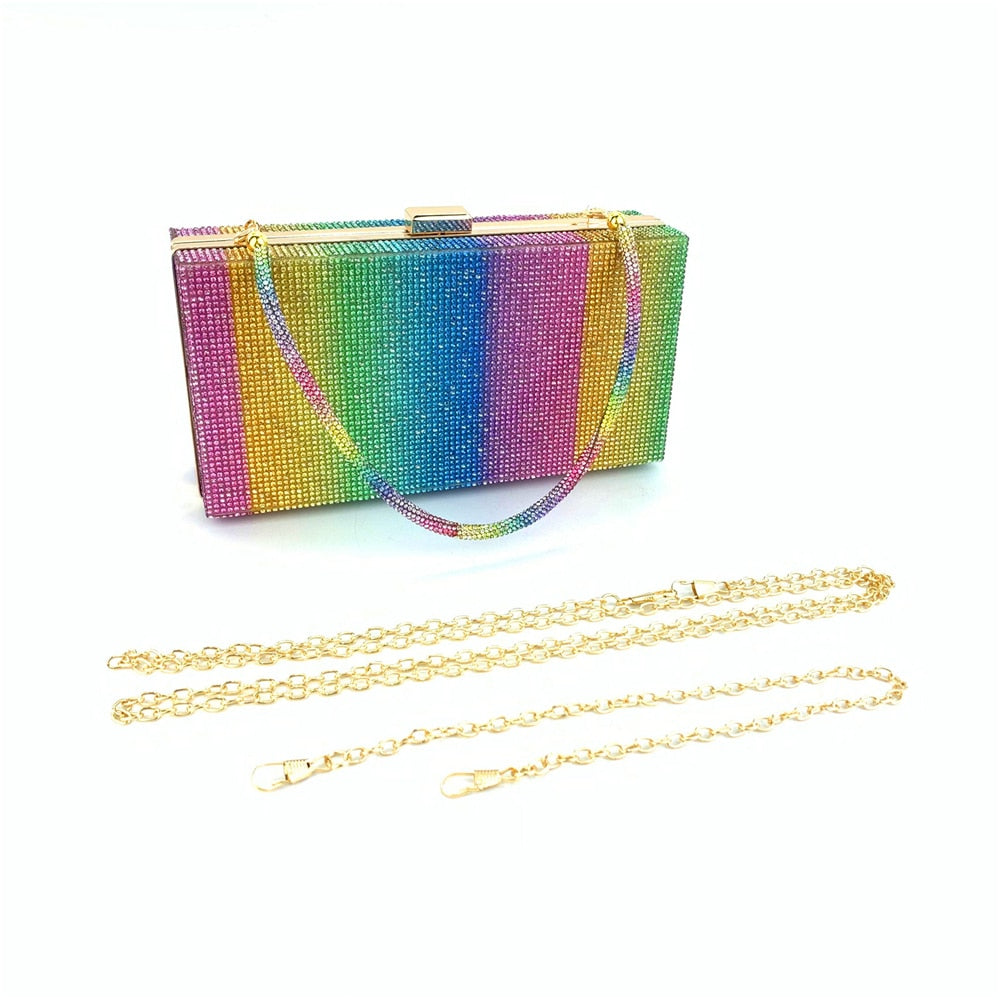 Rainbow Diamond Clutch Bag