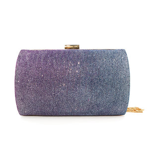 Multi Purple Tassel Sparkly Clutch Bag