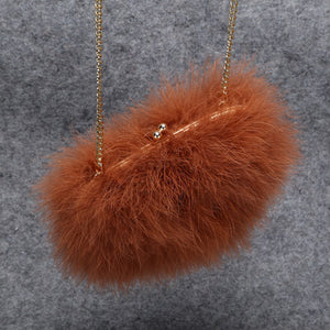 Feather Mini Clutch Detachable Chain Bag