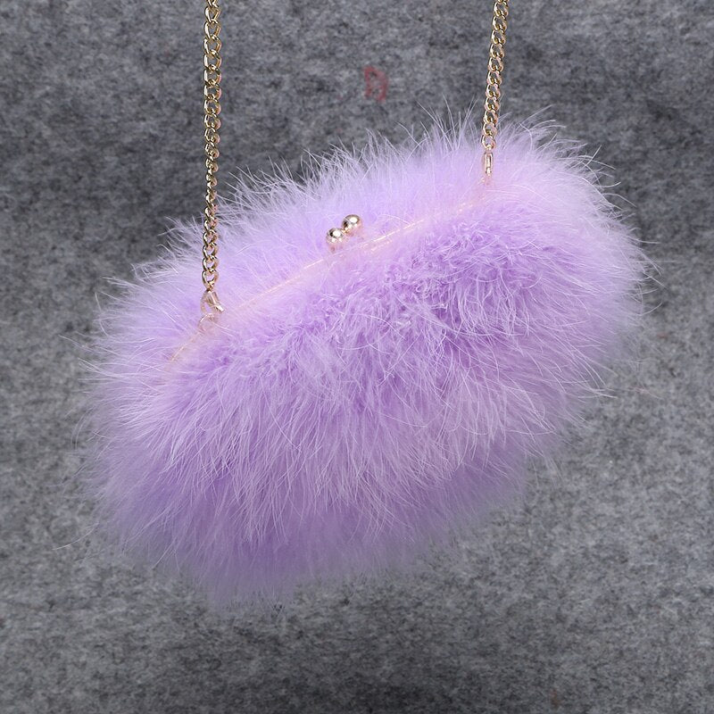 Feather Mini Clutch Detachable Chain Bag